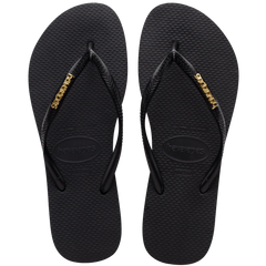 Women's Slim Logo Metallic Flip Flops