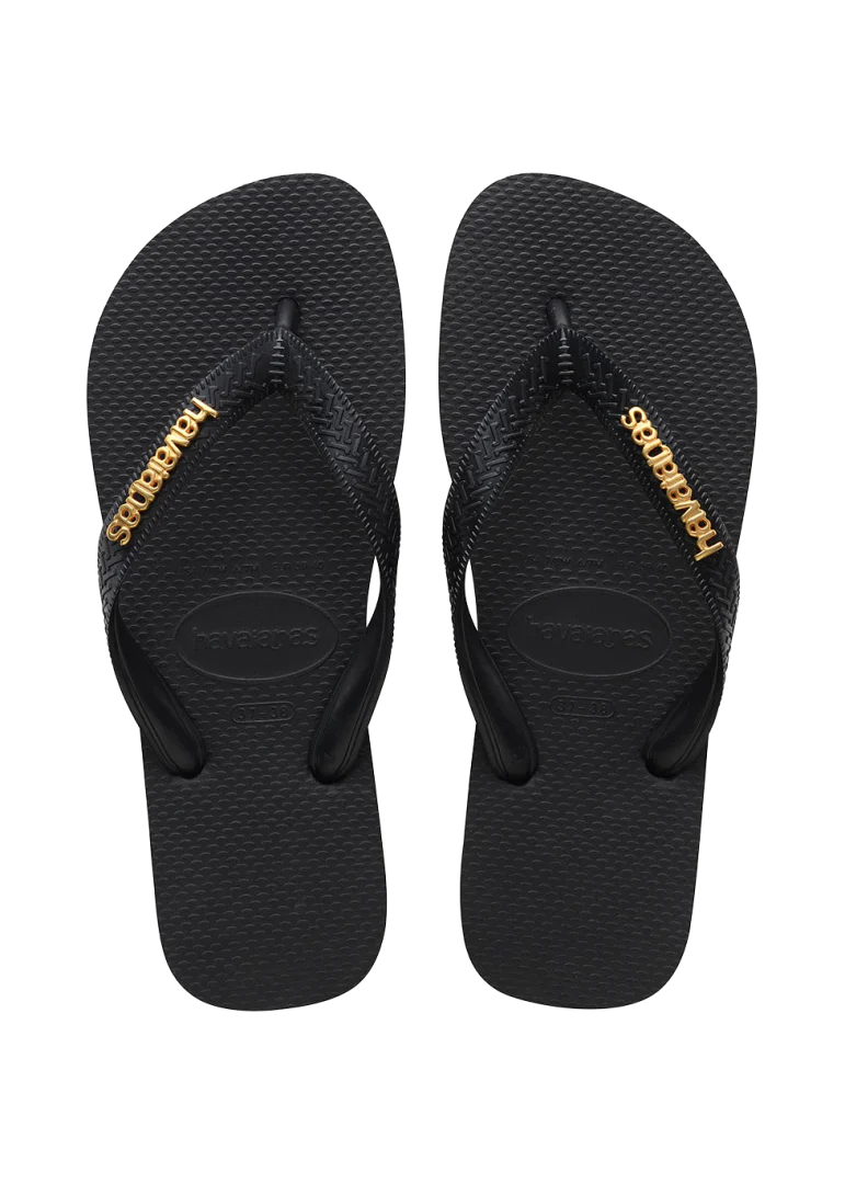 Women's Top Logo Metallic Flip Flops